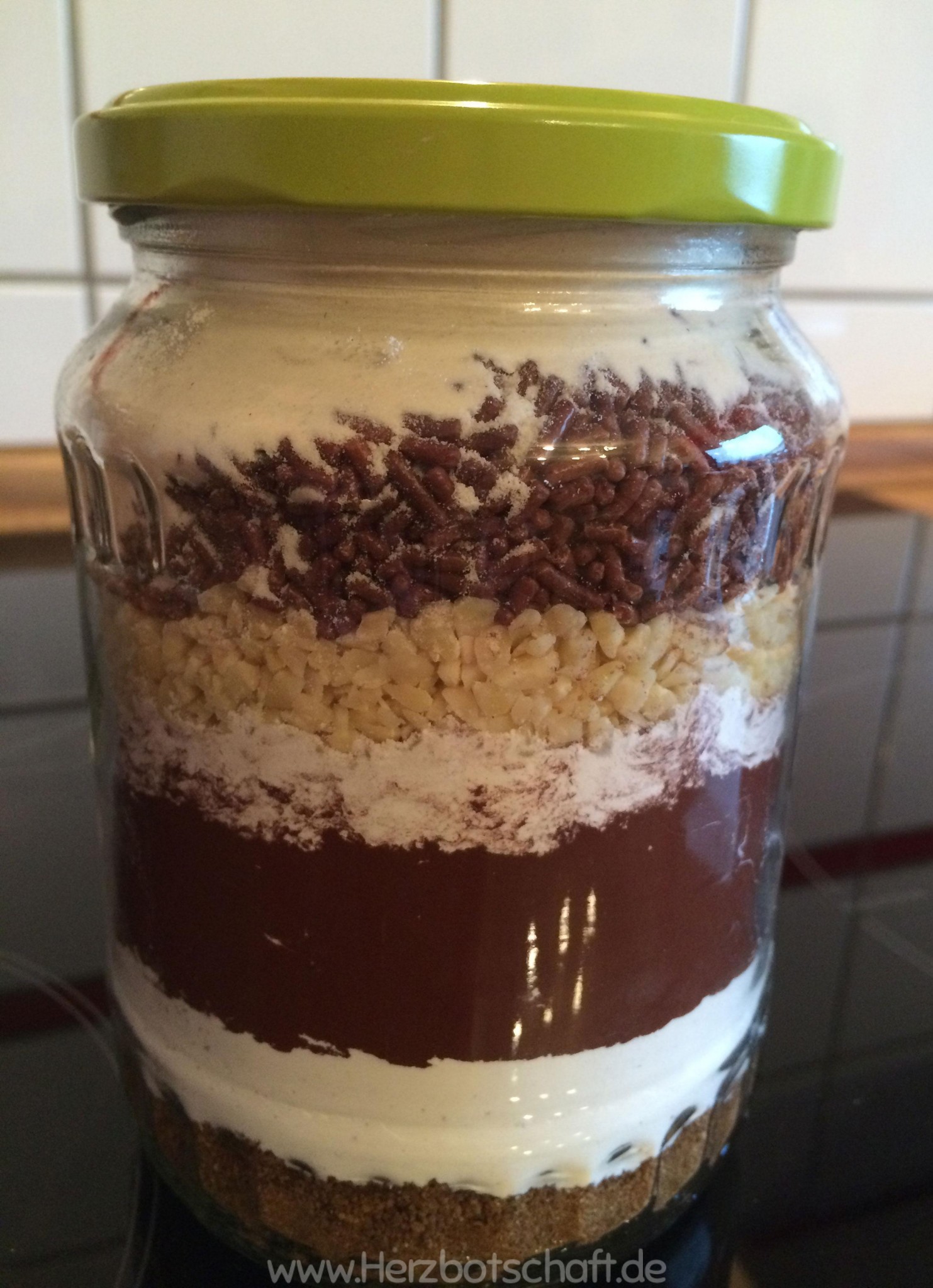 Backmischung im Glas für Brownies oder Cookies - Rezept und Anleitung